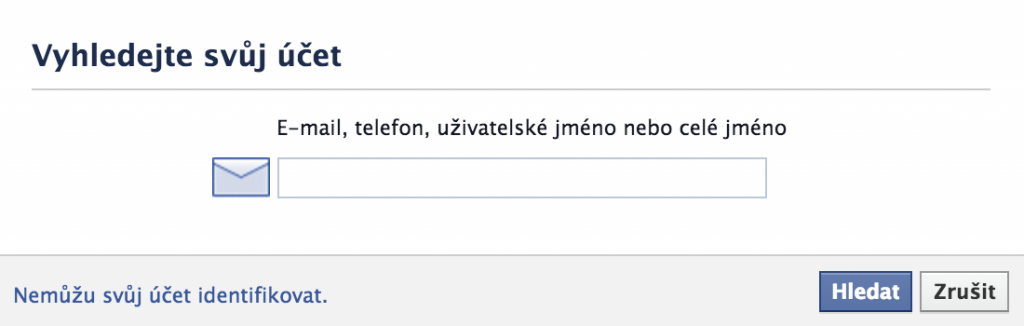 Obnovení hesla pomocí emailu, telefonu nebo jména