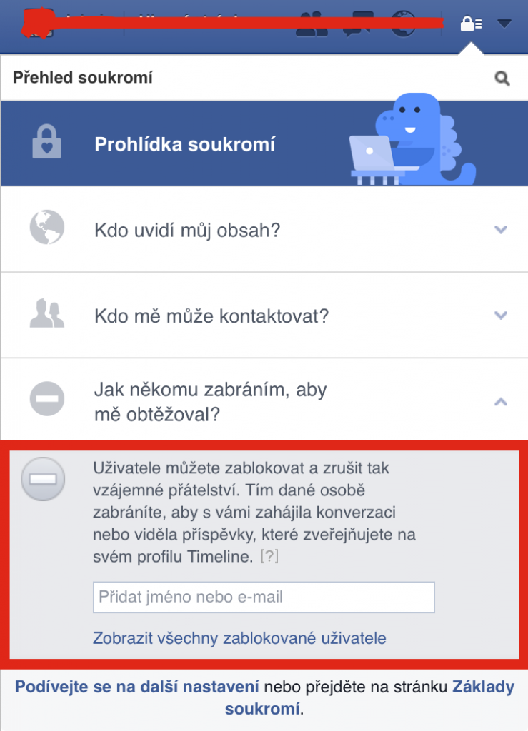 Zablokování uživatele na Facebooku